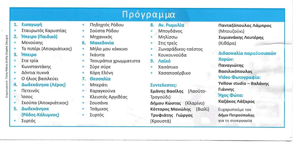 Μουσικοχορευτική εκδήλωση από τον Σύλλογο Πετρούπολης «Χοροέκφραση» στον χοροδιδάσκαλο Χρήστο Περπατάρη